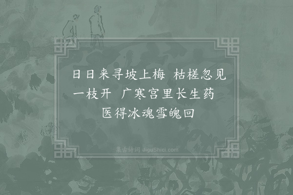 陆游《北坡梅开已久一株独不著花立春日忽放一枝戏作》