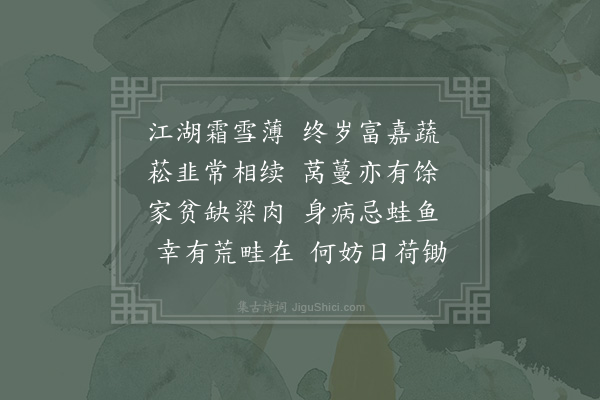 陆游《锄菜》