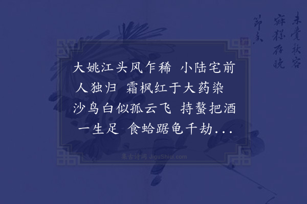 成廷圭《笠泽同倪云林王伯纯饭散过大姚江舟中赋》