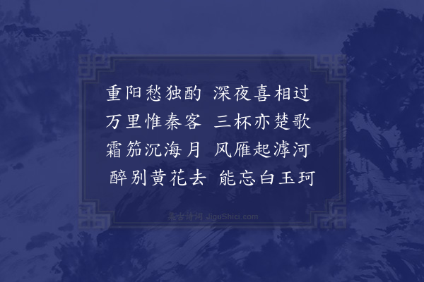 何景明《九日夜过刘以正别士奇》