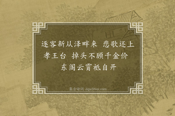 黎民表《送吴明卿再谪睢阳司理·其一》