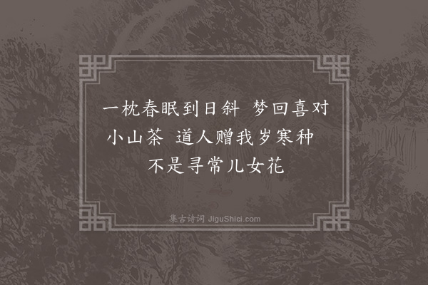 王十朋《表兄璐挺二道人以山茶一根见赠植于便便閤前每黑甜馀开窗寓目茗碗不捧精神自清因成小诗》