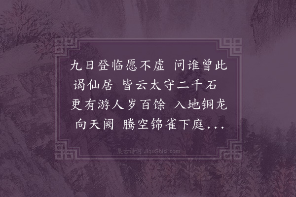 林大春《九日至罗浮偕同游历览诸胜欣然会心漫有短述留题石壁以纪岁月四首·其二》