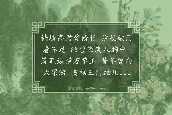 王汝玉《题高士谦画竹》